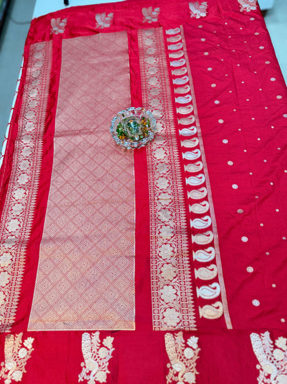 Mashru silk saree with satin border and zari woven design for women