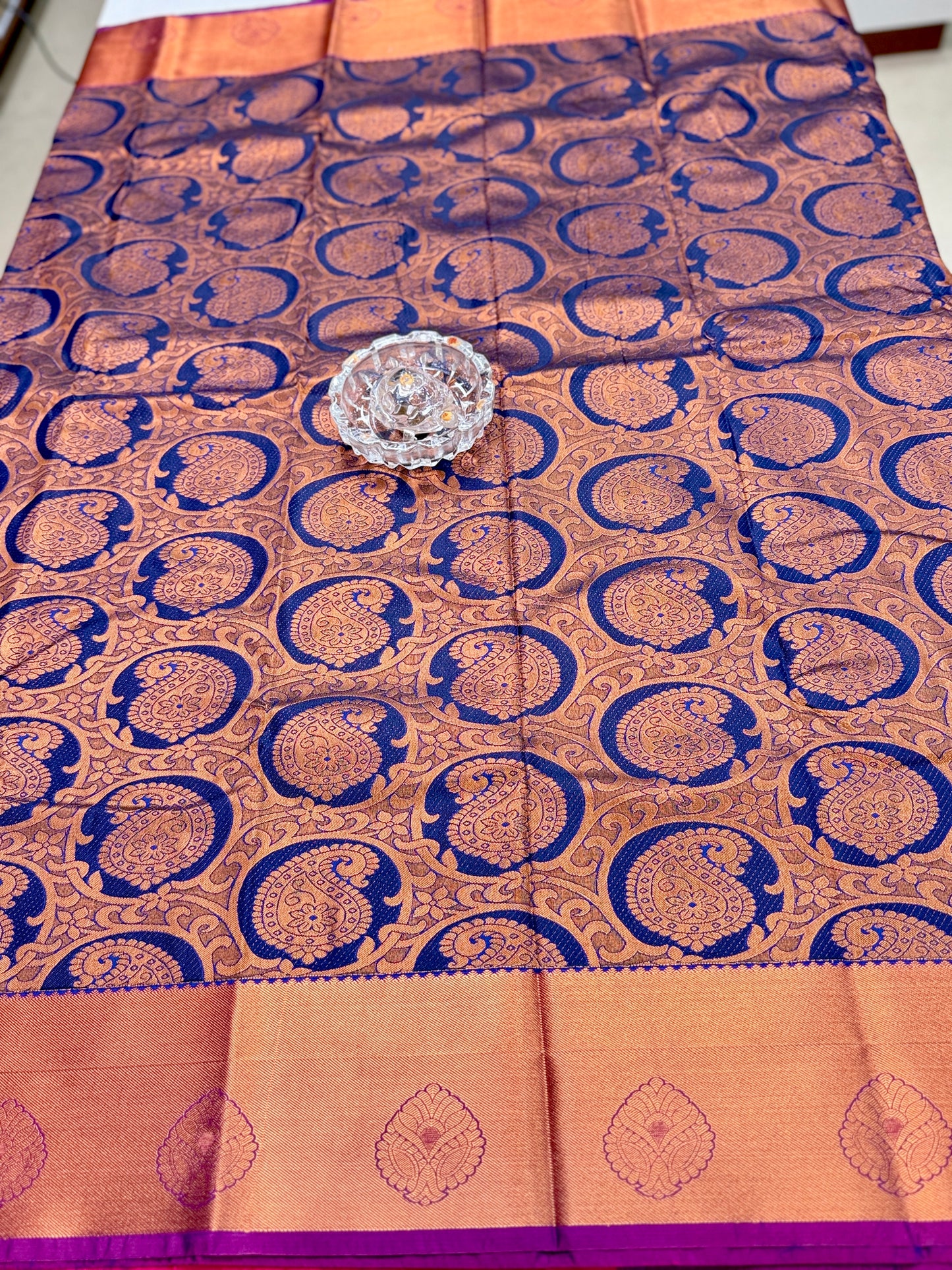 Bridal Kanchipuram Style Silk Saree with Rich Zari Border – Festive Wear