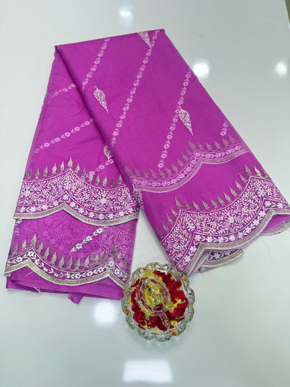 Banarasi Semi Organza Soft Saree with Embroidery Border and Blouse Design – Festive Wear