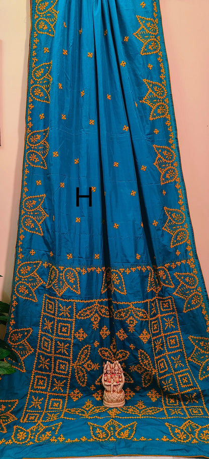 Heritage Elegance: Handcrafted Gujarati Work Saree on Premium Bengalor Silk