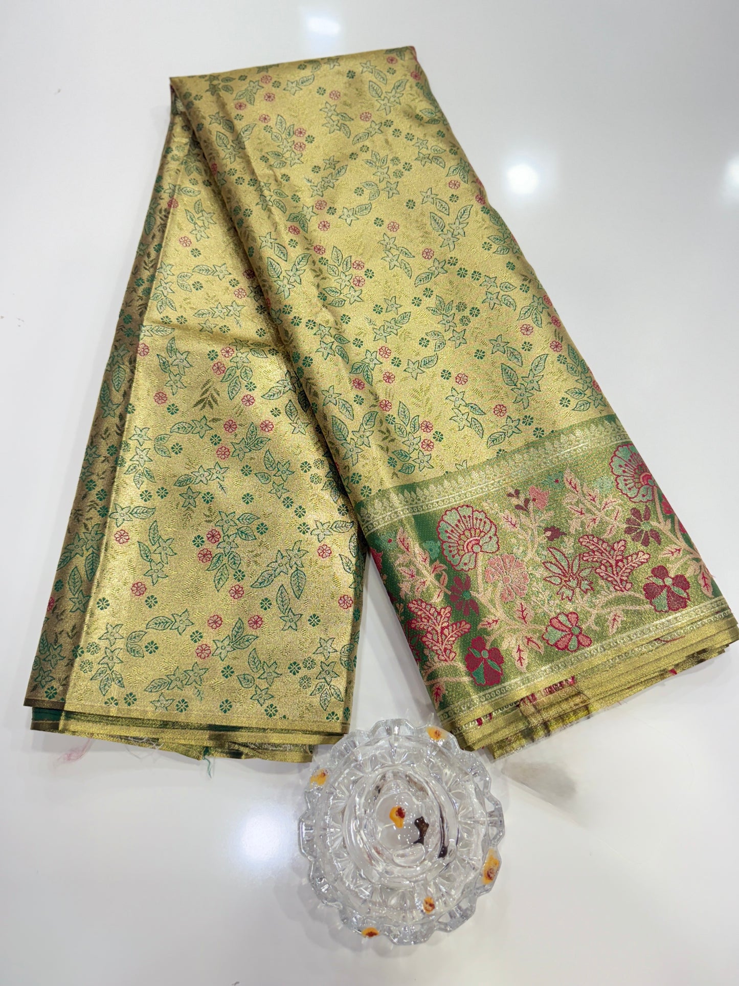 Dharmavaram Style Silk Saree with Zari Floral Weaving and Grand Pallu – Traditional Wedding Saree