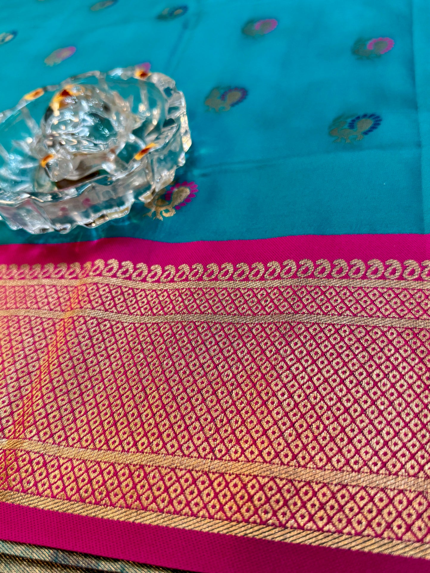 Paithani Soft Silk Saree with Zari Weaving and Contrast Blouse