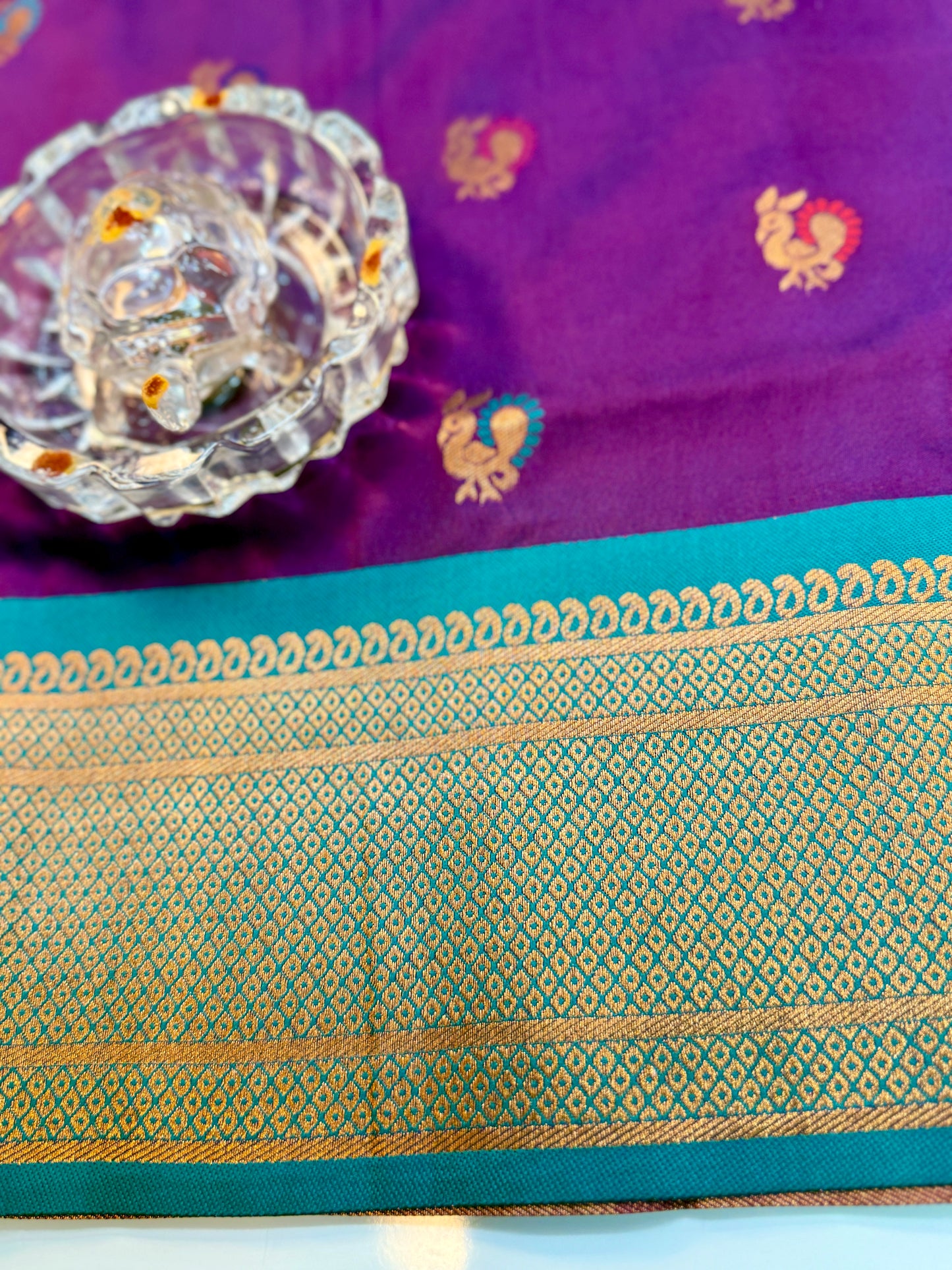 Paithani Soft Silk Saree with Zari Weaving and Contrast Blouse