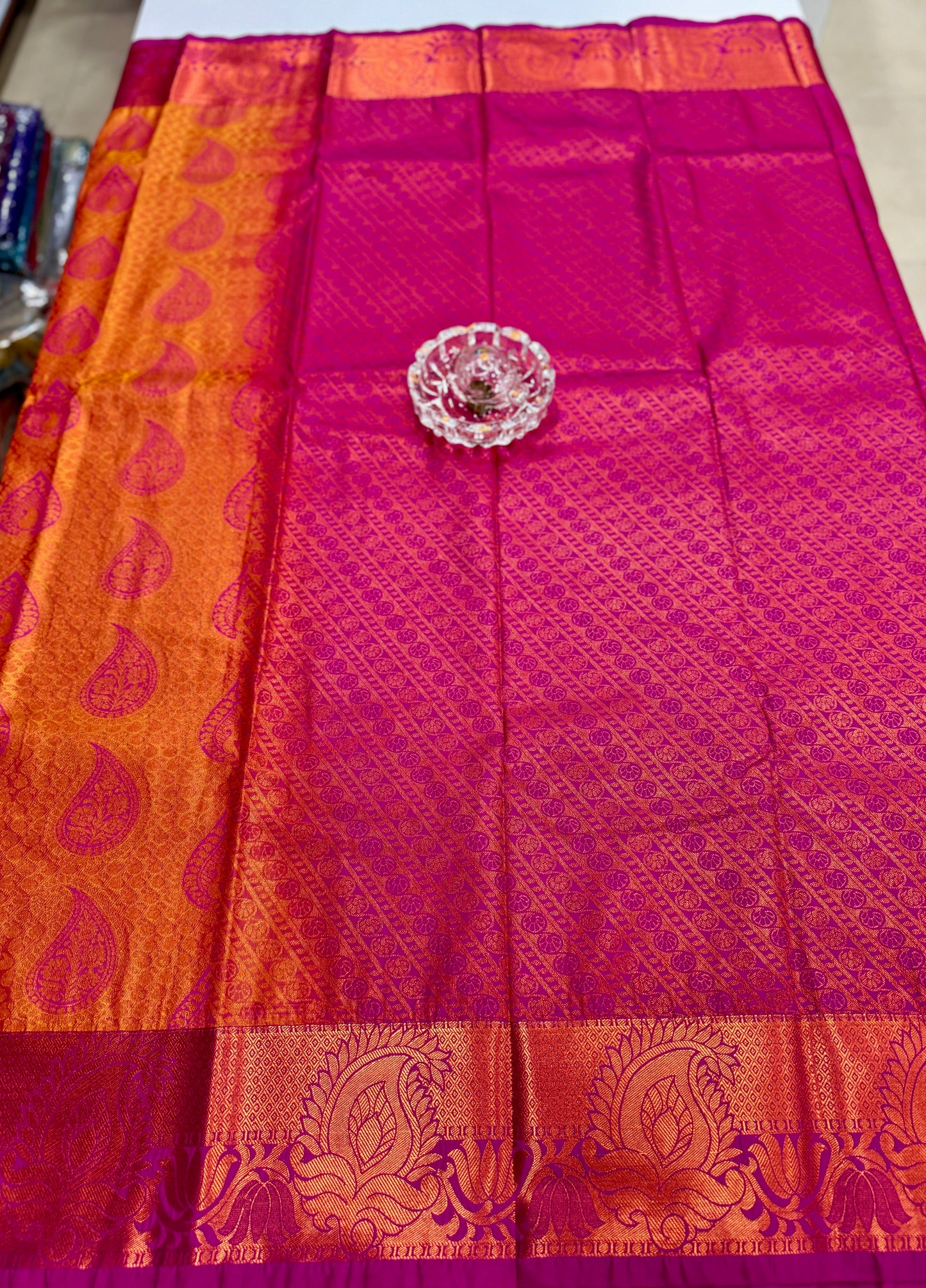 Bridal Soft Silk Saree with Jacquard Weaving & Contrast Border for Women