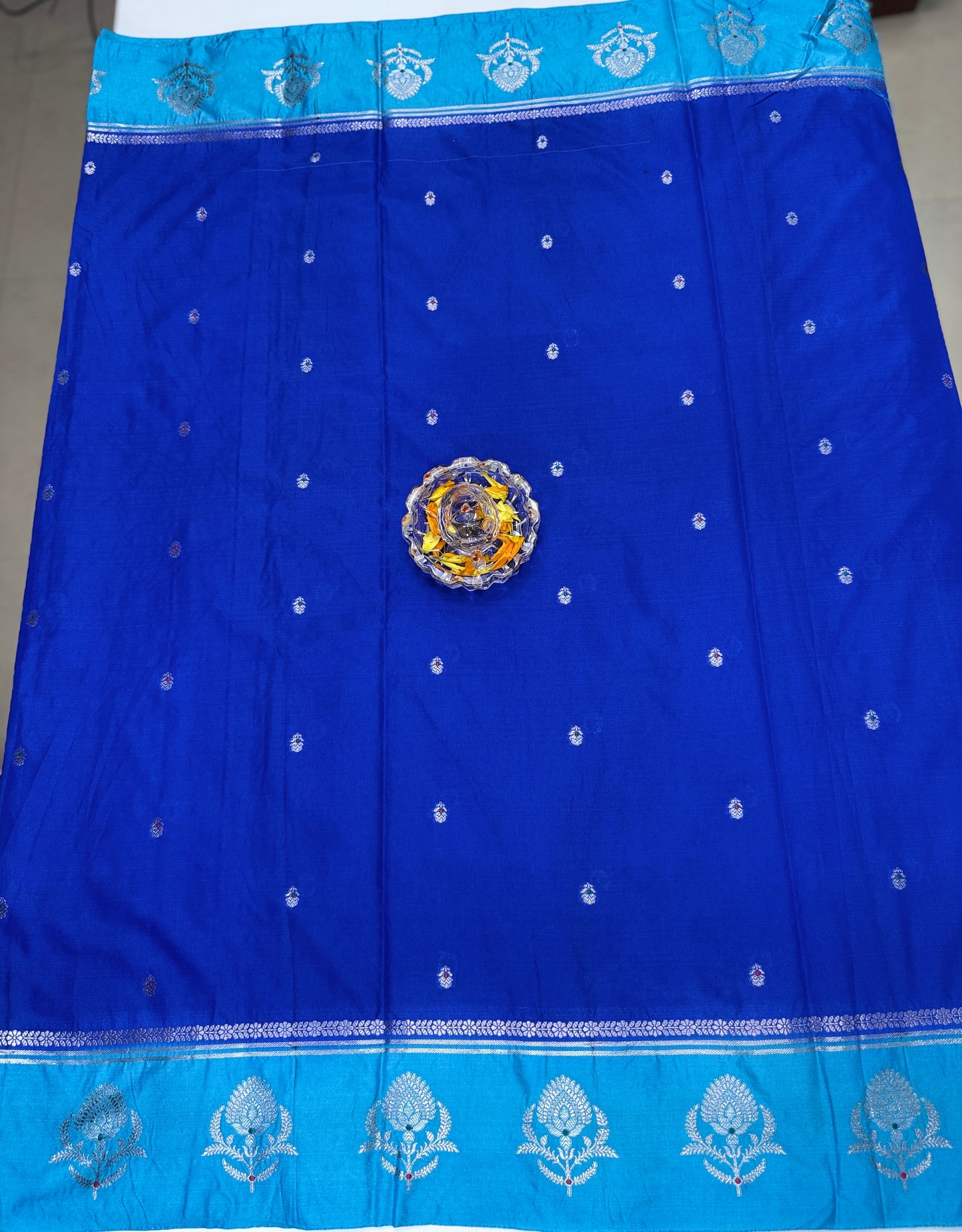 Banarasi Semi Raw Mango Silk Saree with Zari Buta Meenakari Work and Brocade Blouse – Festive Wear