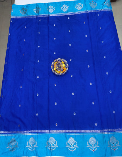 Banarasi Semi Raw Mango Silk Saree with Zari Buta Meenakari Work and Brocade Blouse – Festive Wear
