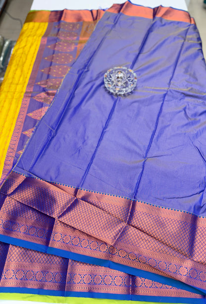 Dharmavaram Silk Saree with Intricate Meena Work and Blouse Piece for Women