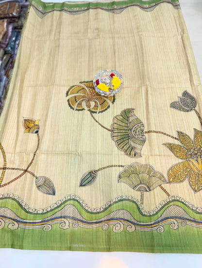 Silk Blend Printed Saree with Traditional Art Motifs and Glossy Texture – Festive Wear for Women