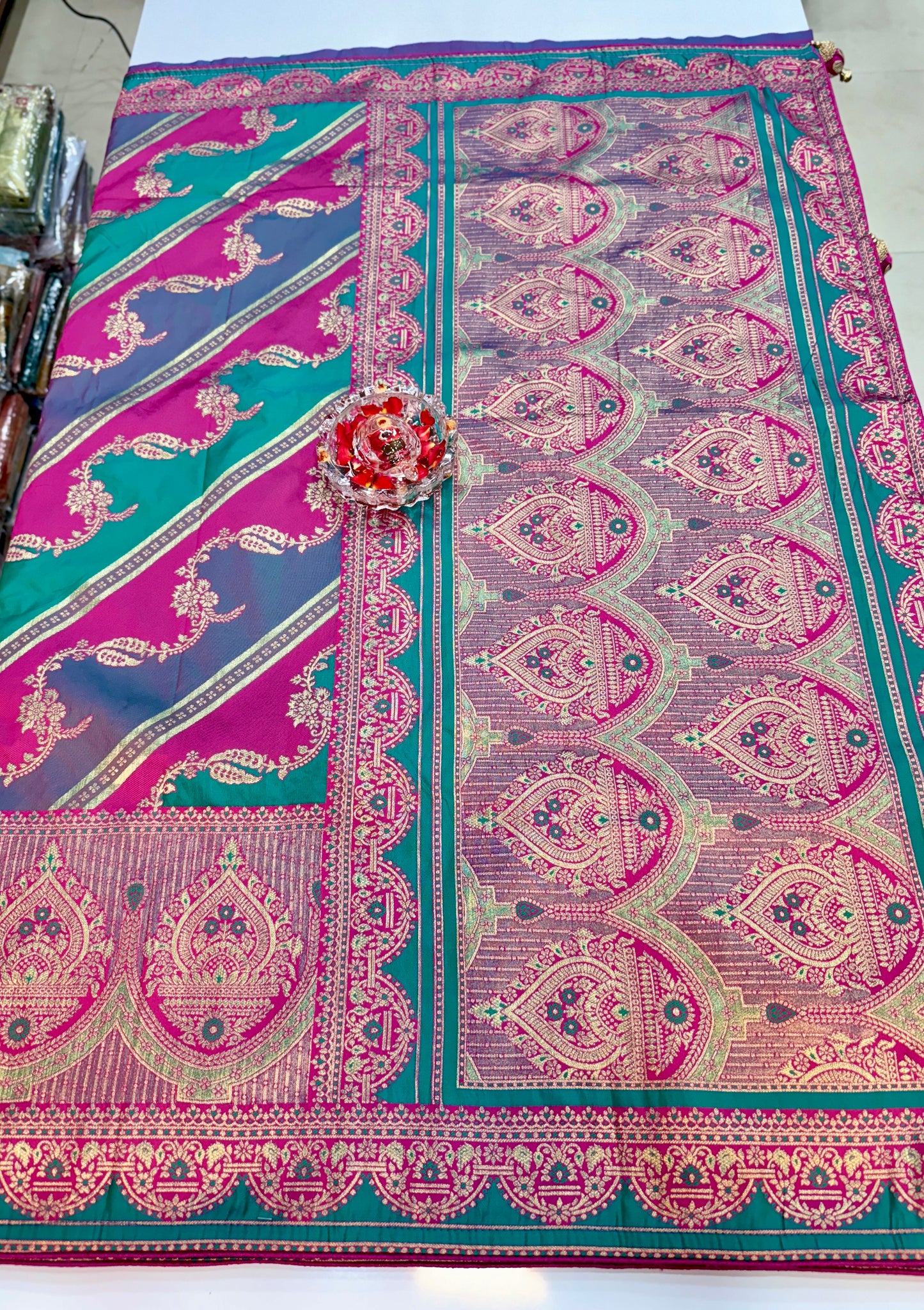 banarasi saree with zari weaving and embroidered silk blouse – ethnic festive wear for women