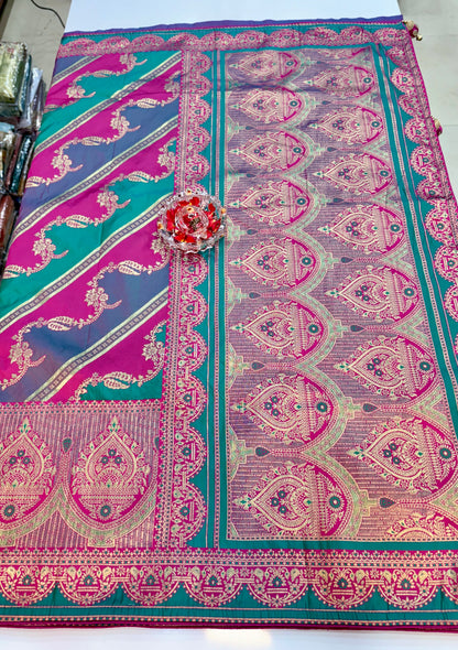 banarasi saree with zari weaving and embroidered silk blouse – ethnic festive wear for women