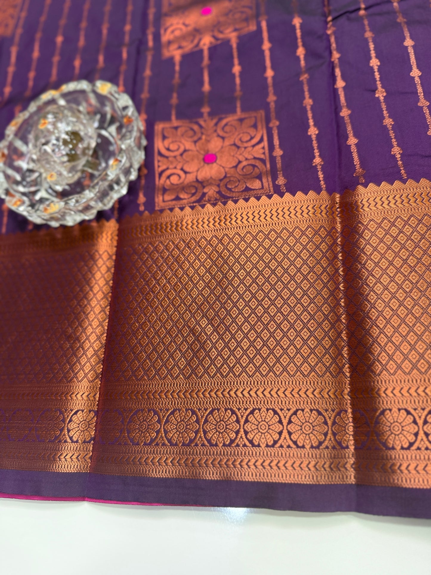 Dharmavaram Silk Saree with Intricate Meena Work and Blouse Piece for Women