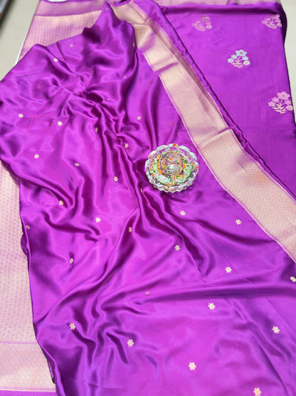 Mashru silk saree with floral zari weaving and blouse piece for women