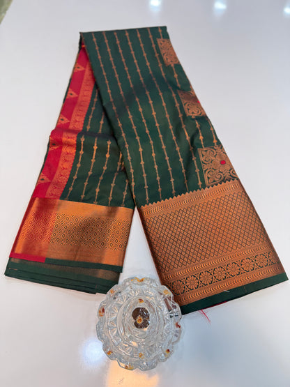 Dharmavaram Silk Saree with Intricate Meena Work and Blouse Piece for Women