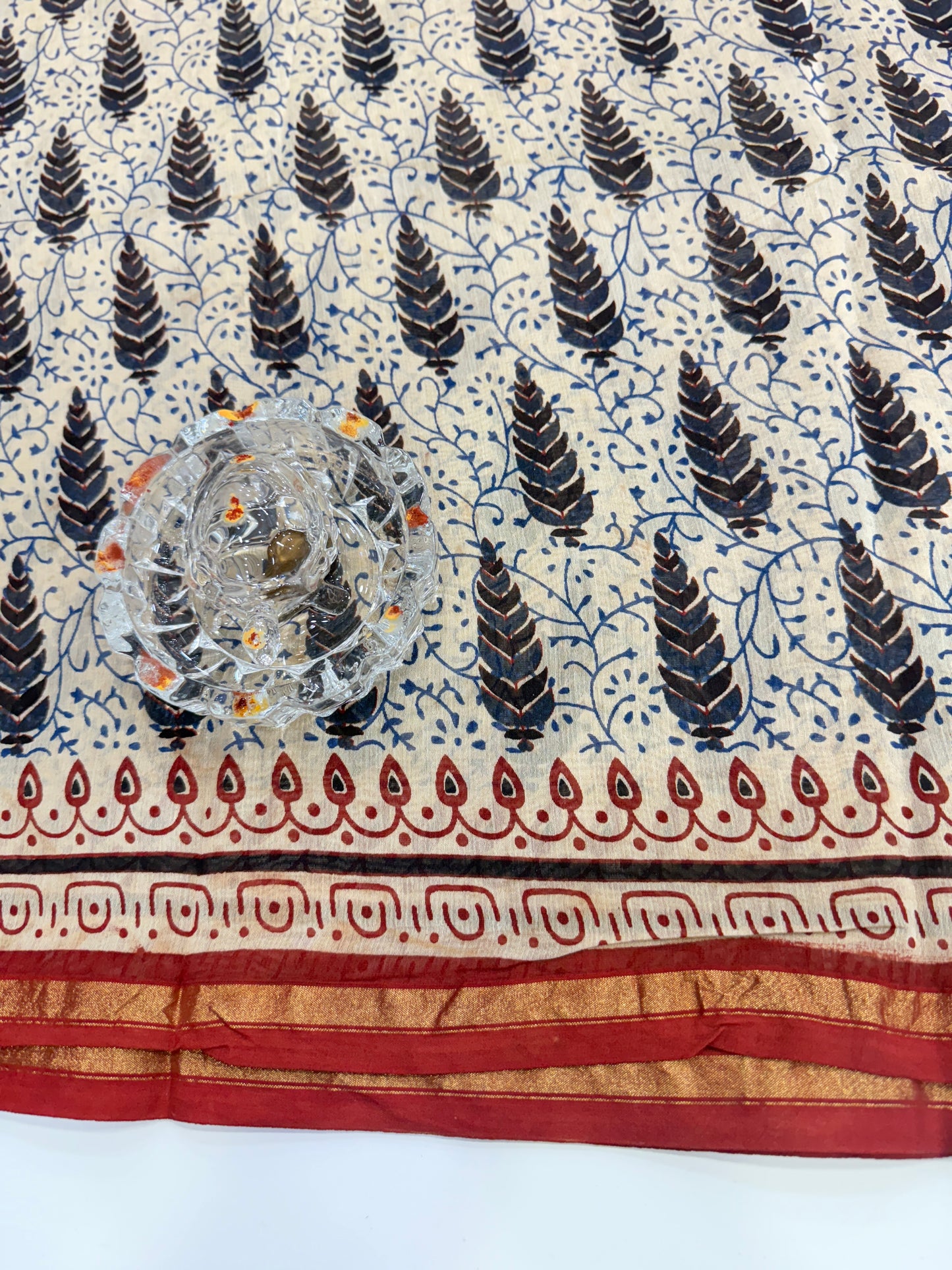 Pure Chanderi Silk Saree with Intricate Handblock Print and Blouse Piece – Traditional Wear for Women