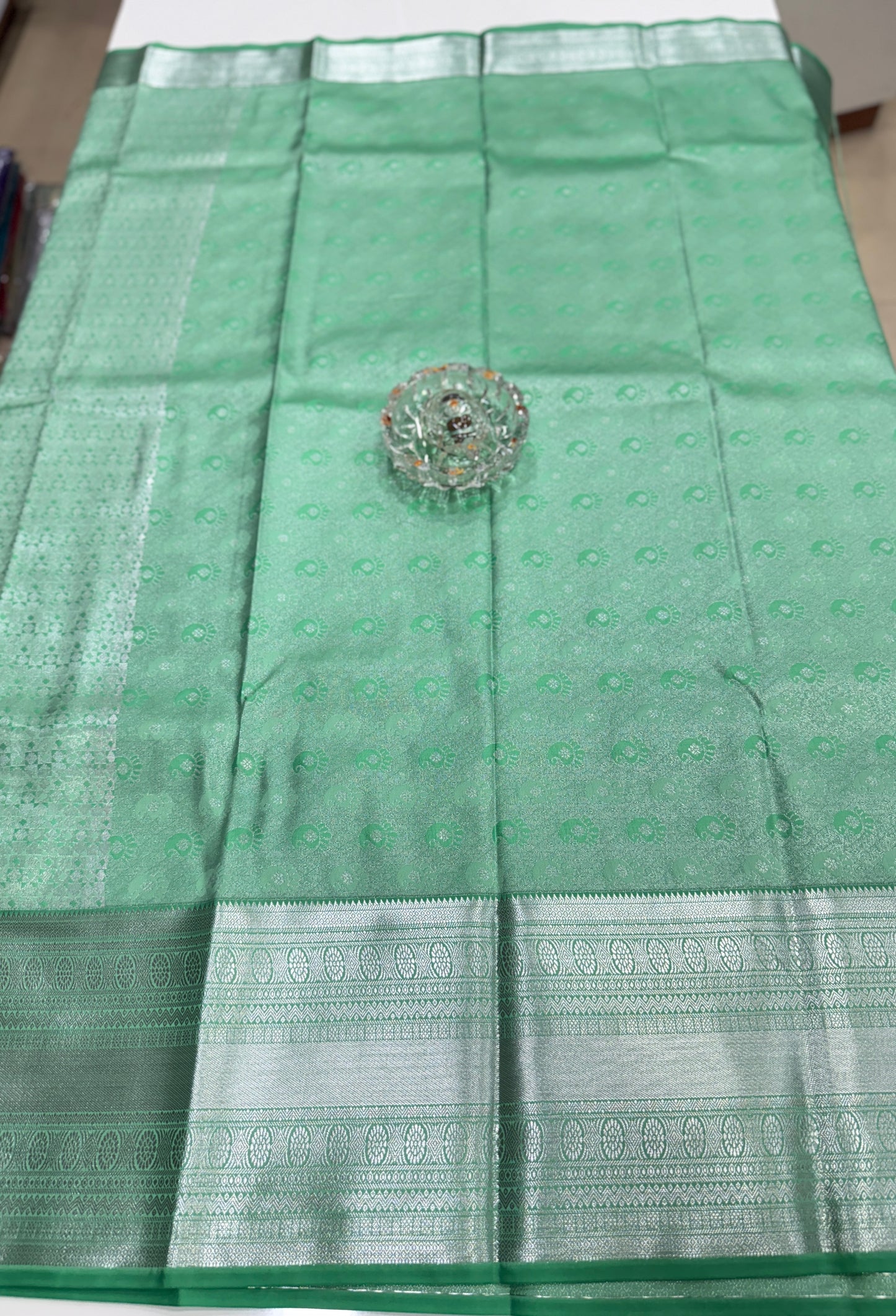 Traditional Kanchipuram Style Silk Saree for Women with Zari Border and Blouse Piece | Power-loom Woven Saree