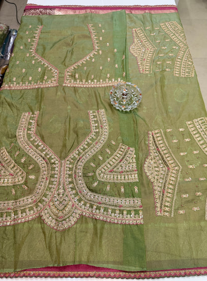 Premium Viscose Silk Saree with Heavy Embroidered Designer Blouse – Wedding and Bridal Wear