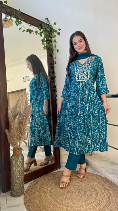 Kurtis Exclusive - Summer Collection Premium Reyon Anarkali Kurta Suit Set