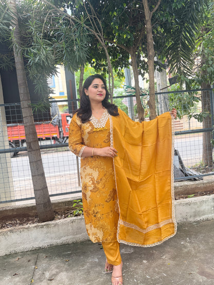Crush Shimmer Kurta Pant Dupatta Set with Beautiful Detailing Work for Women – Sizes M to XXL