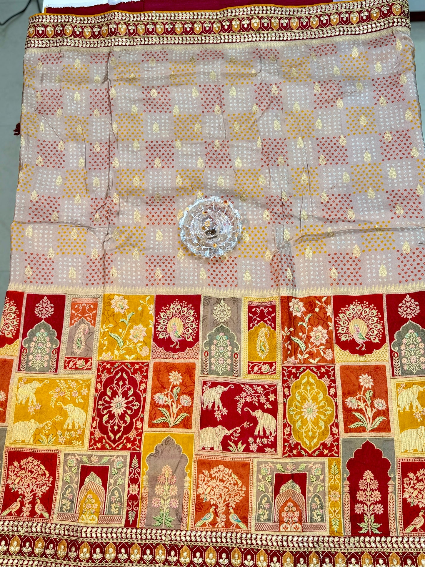 Pure Dola silk saree with position weaving and embroidered blouse – premium ethnic wear for weddings and festive occasions