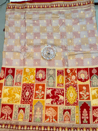 Pure Dola silk saree with position weaving and embroidered blouse – premium ethnic wear for weddings and festive occasions