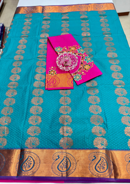 Soft Silk Saree with Cutwork and Stone Embellishments for Women
