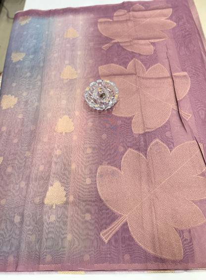 Soft Handloom style Silk Saree with Zari Leaf Weaving and Gradient Shading – Festive Wear Saree for Women