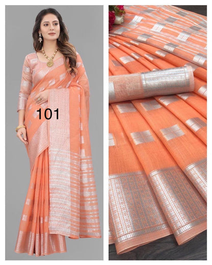 Lustrous Linen Silver Zari