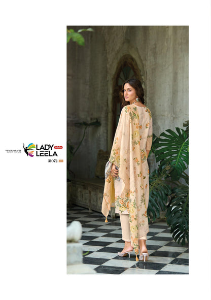Women’s Linen Schiffli Embroidered Kurta Set with Cotton Pant and Viscose Mal Dupatta – L to 3XL