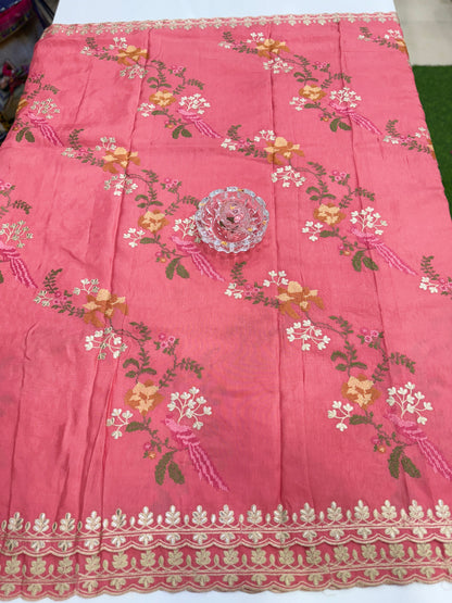 Pure Munga Silk Saree with Fancy Gotta and Embroidery Work – Festive & Wedding Wear