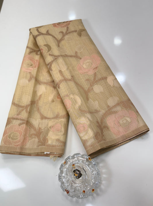 Jamdhani Cotton Saree with Zari Weave and Tassel Pallu – Pastel Festive Wear