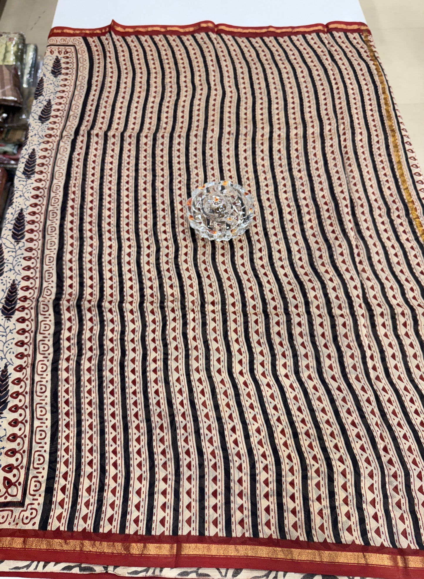 Pure Chanderi Silk Saree with Intricate Handblock Print and Blouse Piece – Traditional Wear for Women