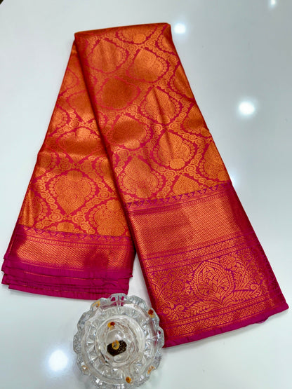 Bridal Kanchipuram Style Silk Saree with Rich Zari Border – Festive Wear
