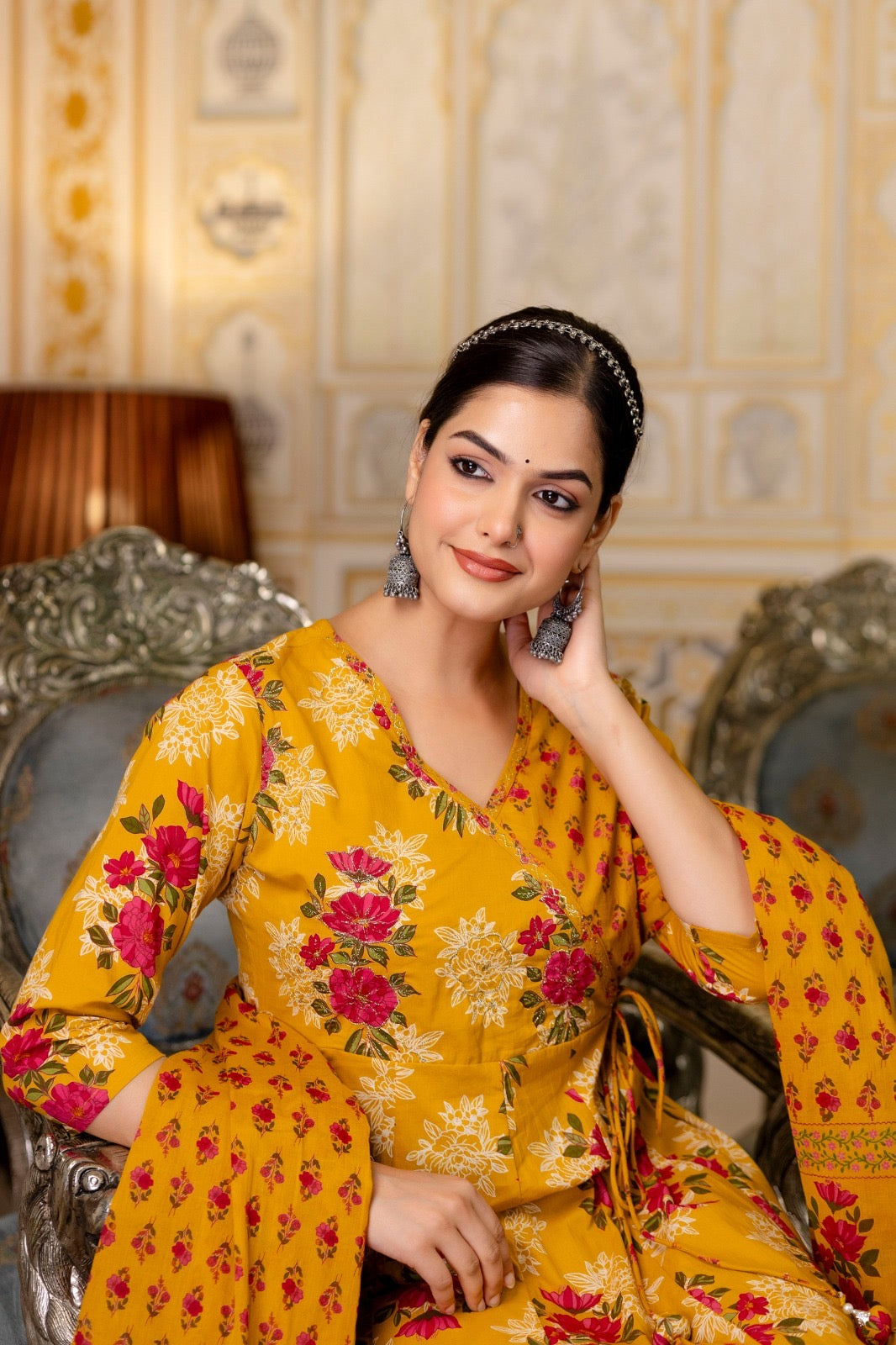zari embroidery printed cotton set