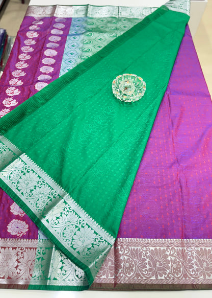 Butti Embossed Soft Silk Saree with Rich Pallu and Matching Blouse – Festive & Wedding Wear for Women