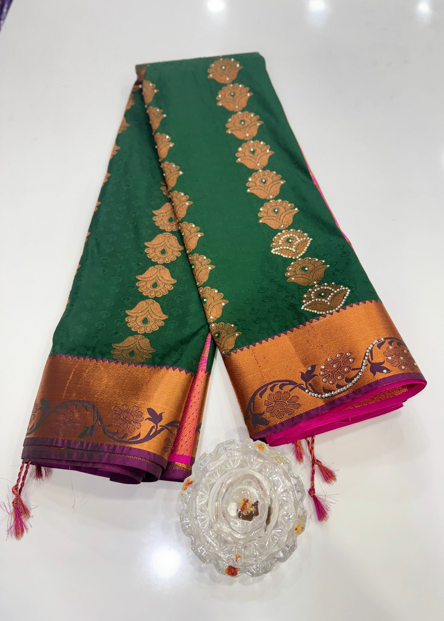 Soft Silk Saree with Cutwork and Stone Embellishments for Women