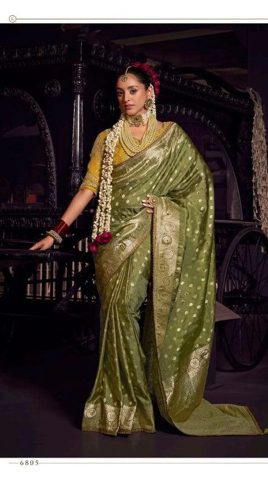 Premium Viscose Silk Saree with Heavy Embroidered Designer Blouse – Wedding and Bridal Wear