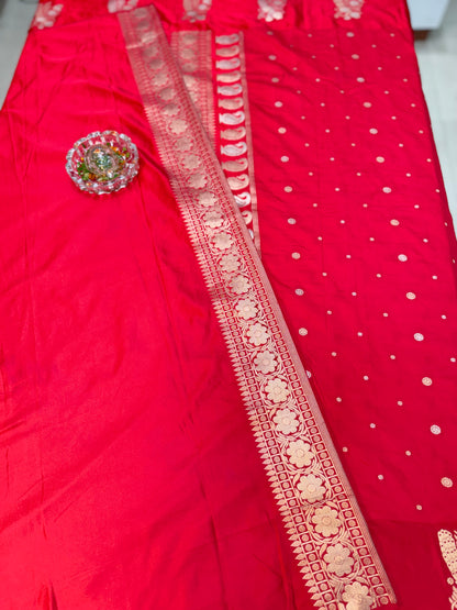 Mashru silk saree with satin border and zari woven design for women