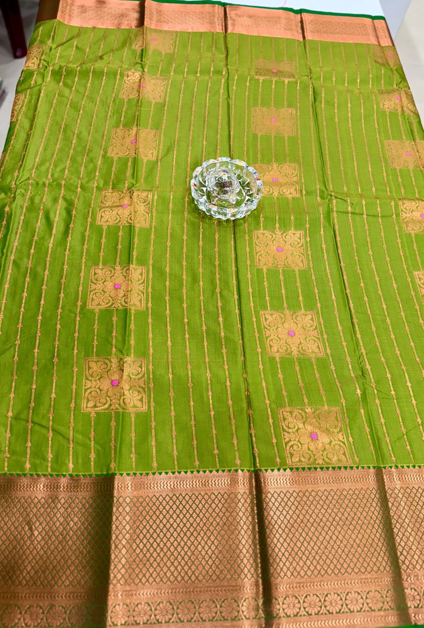 Dharmavaram Silk Saree with Intricate Meena Work and Blouse Piece for Women