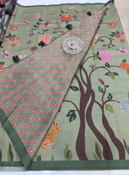 Assam silk saree for women with aari embroidery and paithani motifs, festive wear saree with blouse