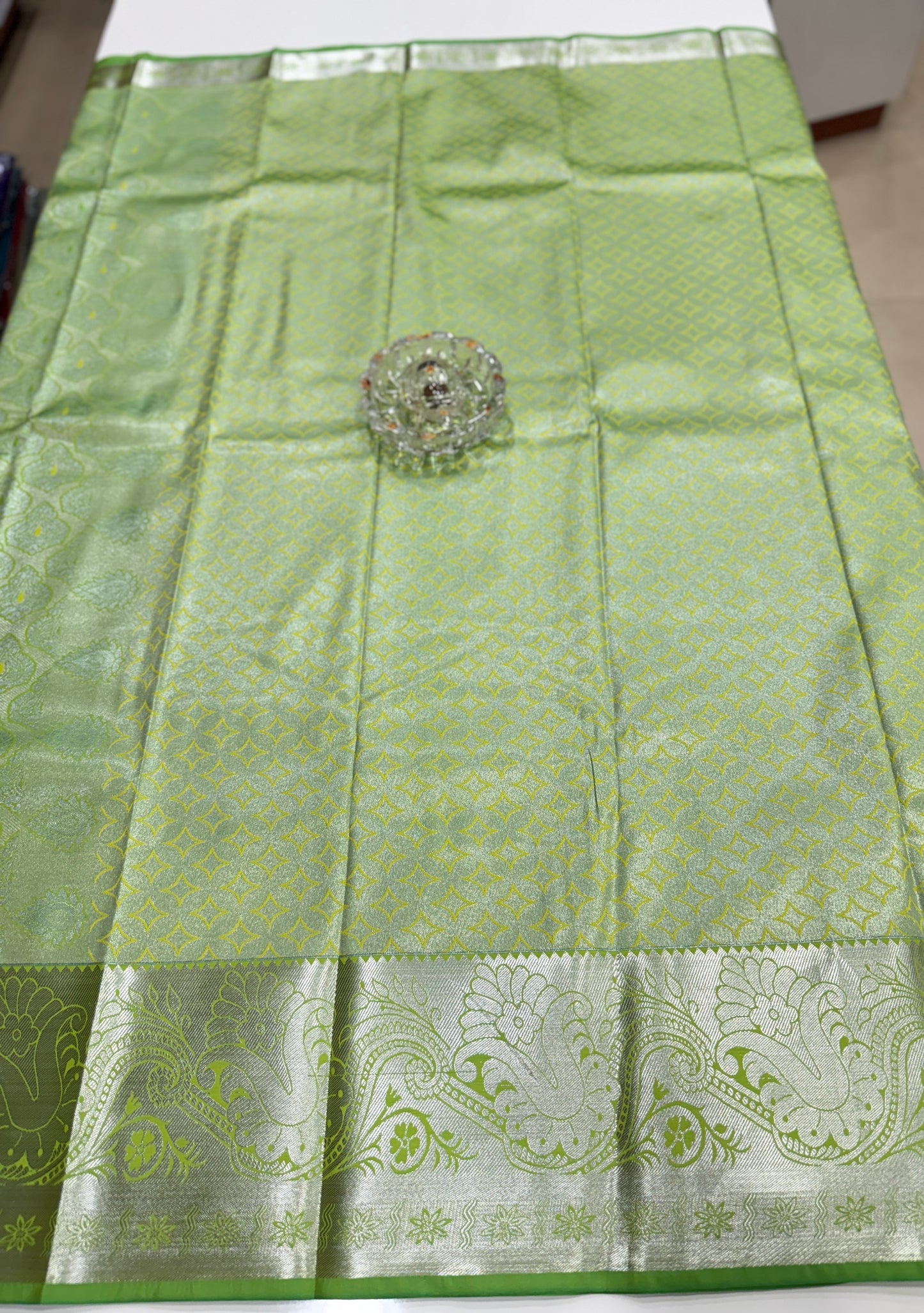Traditional Kanchipuram Style Silk Saree for Women with Zari Border and Blouse Piece | Power-loom Woven Saree