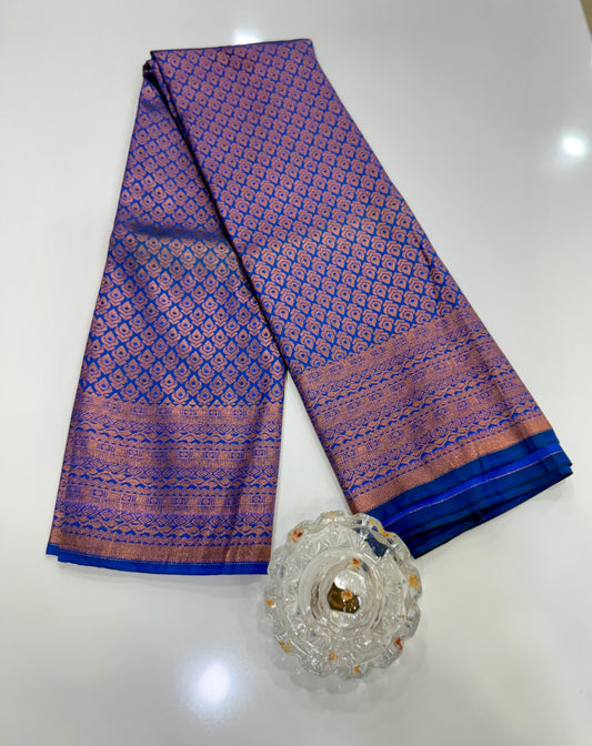 Bridal Soft Silk Saree with Jacquard Weaving & Contrast Border for Women