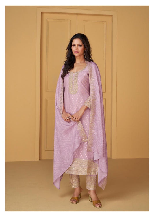 Viscose Jacquard Silk XL Size Suit Set with Digital Embroidered Dupatta – 3-Piece Festive Outfit for Women