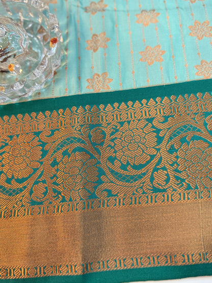 Kanchipuram Style Silk Saree with Rich Zari Border – Festive Wear