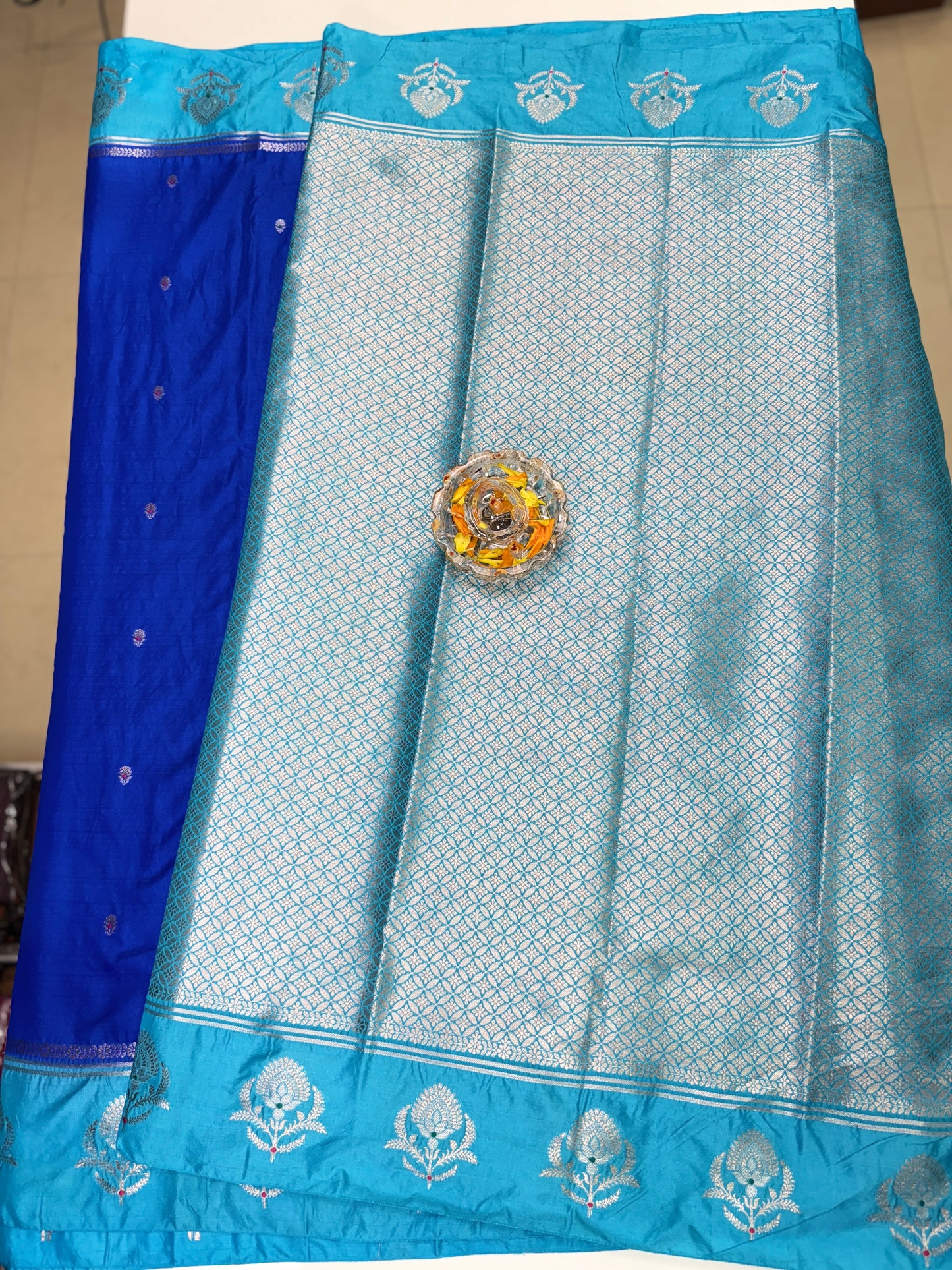 Banarasi Semi Raw Mango Silk Saree with Zari Buta Meenakari Work and Brocade Blouse – Festive Wear