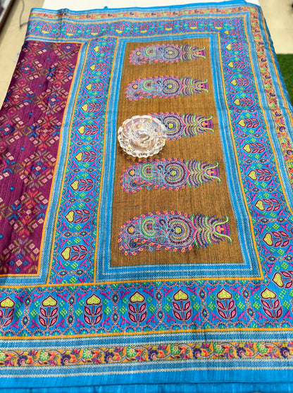 PV Silk Saree with HB Luxury Print and Gloss Finish – Party and Festival Wear Saree for Women