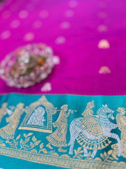 Mashru silk saree with Sindhu Ghaat zari weaving and blouse piece for women