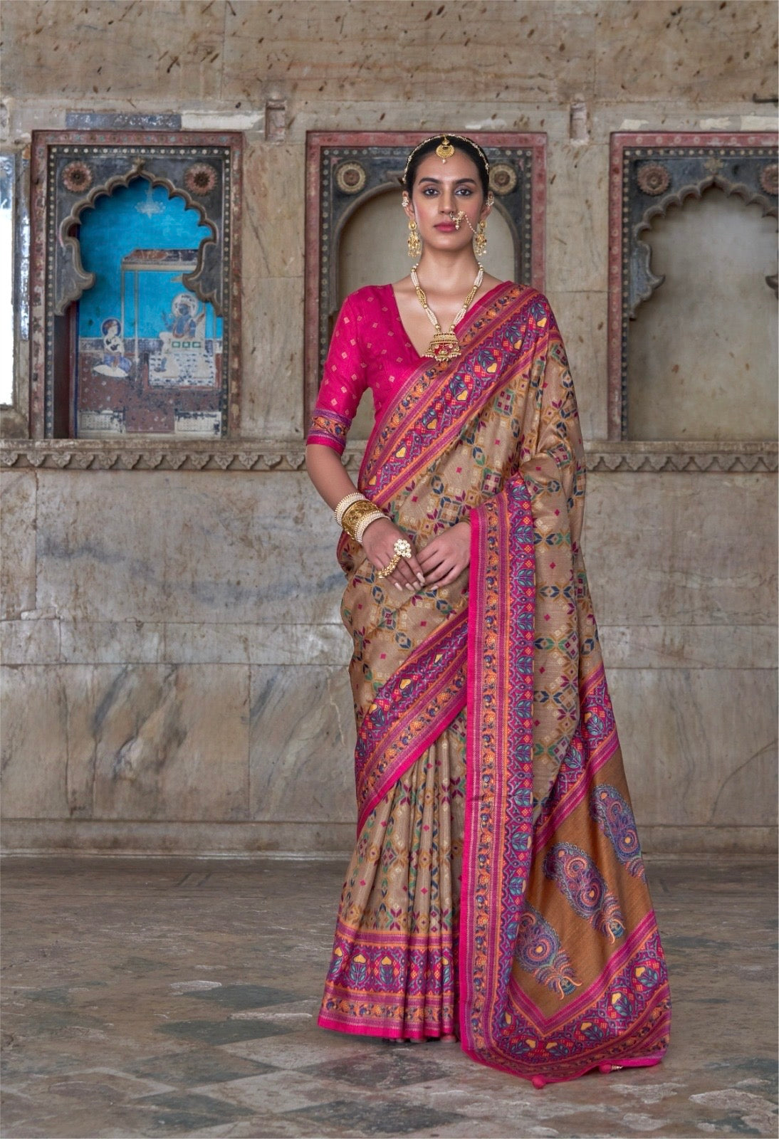 PV Silk Saree with HB Luxury Print and Gloss Finish – Party and Festival Wear Saree for Women