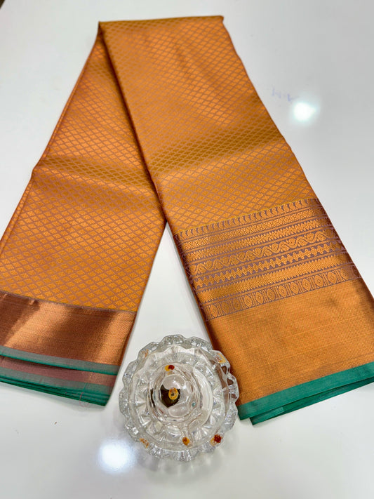 Kanchipuram Style Silk Saree with Rich Zari Border – Festive Wear