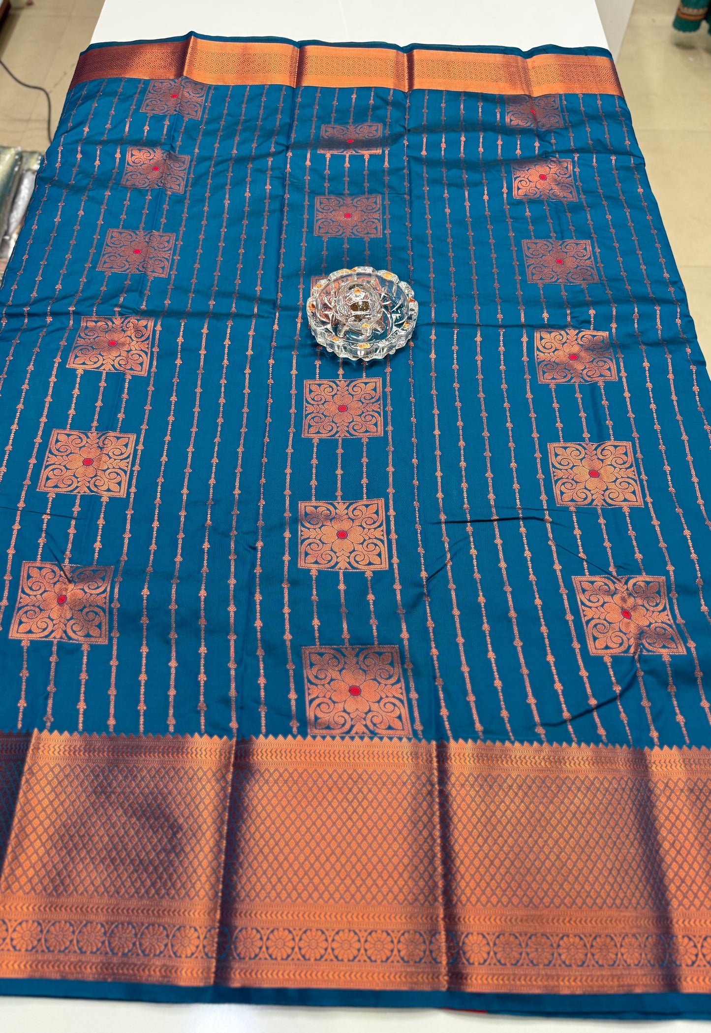 Dharmavaram Silk Saree with Intricate Meena Work and Blouse Piece for Women