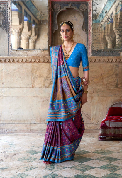 PV Silk Saree with HB Luxury Print and Gloss Finish – Party and Festival Wear Saree for Women
